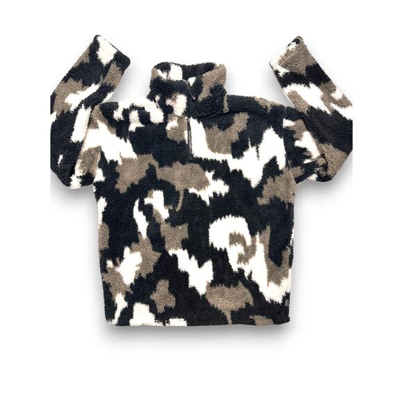 Eddie Bauer Neutral Camo Faux-Fur Sherpa Half-Zip Pullover Size Medium - Picture 3 of 13